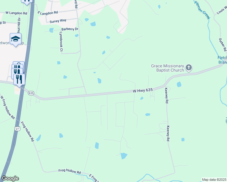 map of restaurants, bars, coffee shops, grocery stores, and more near 742 East Highway 635 in Science Hill