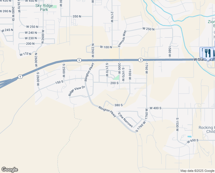 map of restaurants, bars, coffee shops, grocery stores, and more near 485 South 2170 West in Hurricane