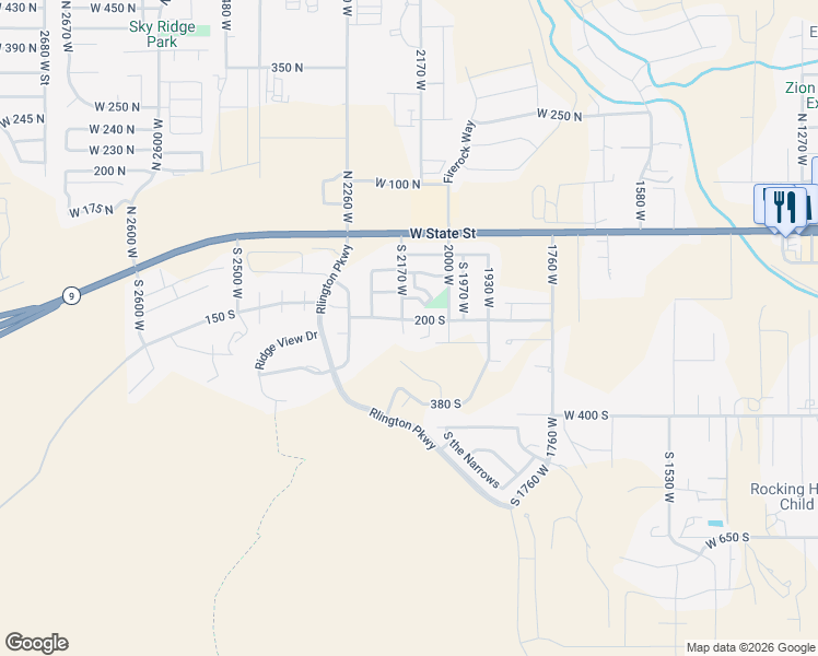 map of restaurants, bars, coffee shops, grocery stores, and more near 209 South 2170 West in Hurricane
