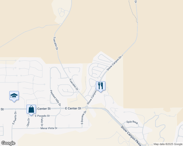 map of restaurants, bars, coffee shops, grocery stores, and more near 150 Snow Canyon Drive in Ivins