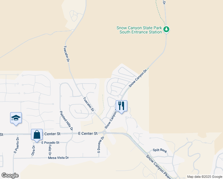map of restaurants, bars, coffee shops, grocery stores, and more near Scottsdale Lane in Ivins