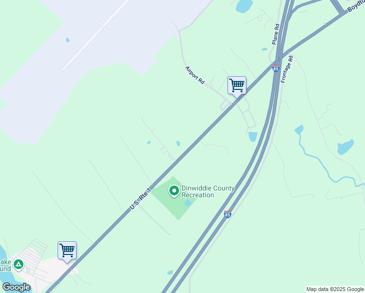 map of restaurants, bars, coffee shops, grocery stores, and more near 7126 Boydton Plank Road in Petersburg