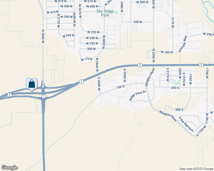 map of restaurants, bars, coffee shops, grocery stores, and more near 2571 West 100 South in Hurricane