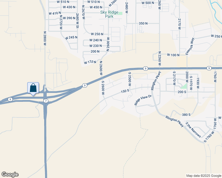 map of restaurants, bars, coffee shops, grocery stores, and more near 2571 West 100 South in Hurricane