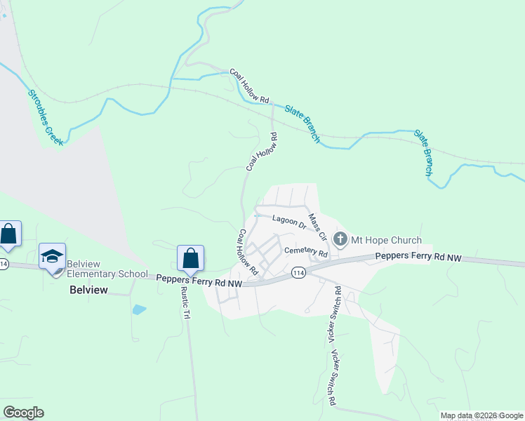 map of restaurants, bars, coffee shops, grocery stores, and more near Sally Ann Drive in Christiansburg