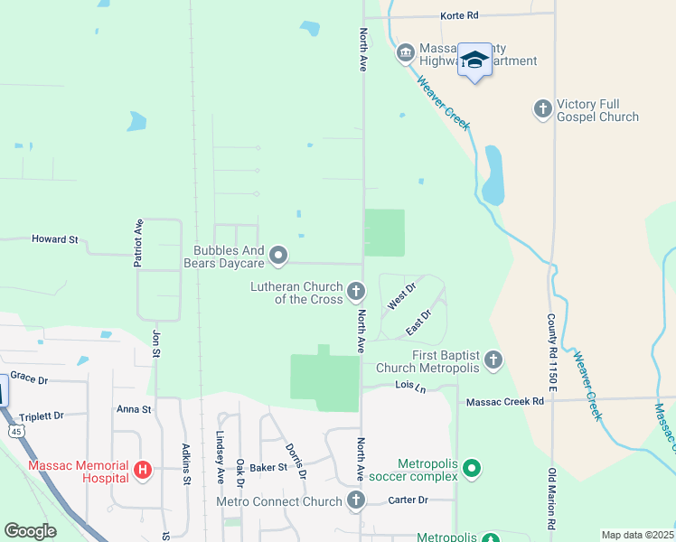 map of restaurants, bars, coffee shops, grocery stores, and more near 1000-1166 Cedar Ln in Metropolis