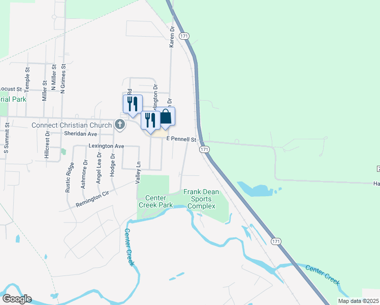 map of restaurants, bars, coffee shops, grocery stores, and more near 101-113 Terrill Ln in Carl Junction