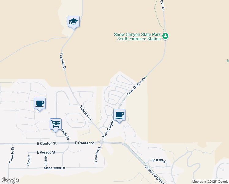 map of restaurants, bars, coffee shops, grocery stores, and more near Scottsdale Lane in Ivins