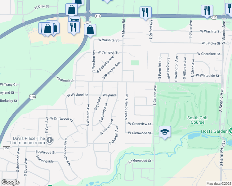 map of restaurants, bars, coffee shops, grocery stores, and more near 3333 West Wayland Street in Springfield