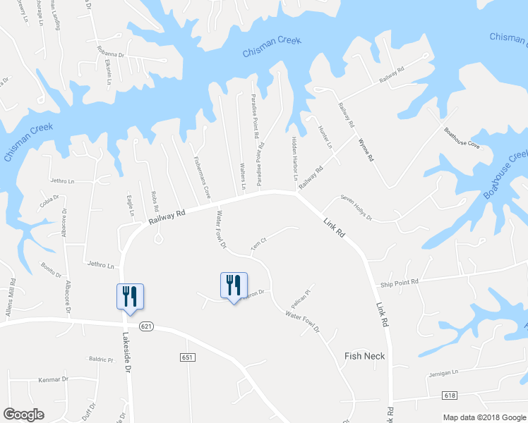 map of restaurants, bars, coffee shops, grocery stores, and more near 500 Railway Road in Yorktown