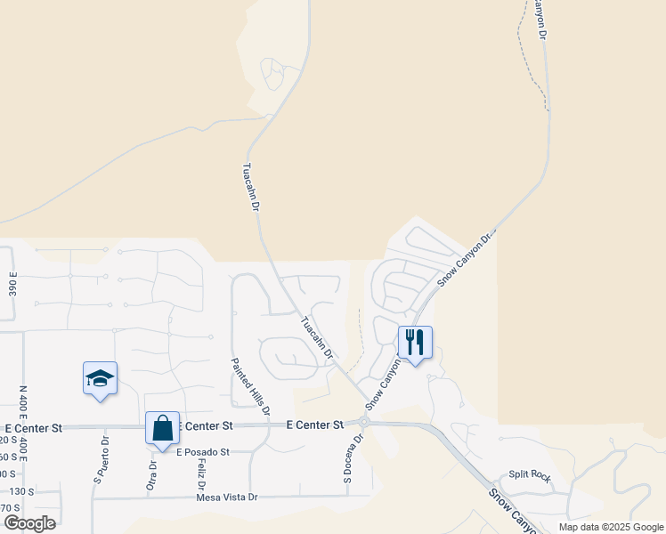 map of restaurants, bars, coffee shops, grocery stores, and more near 1068 Grandview Drive North in Ivins
