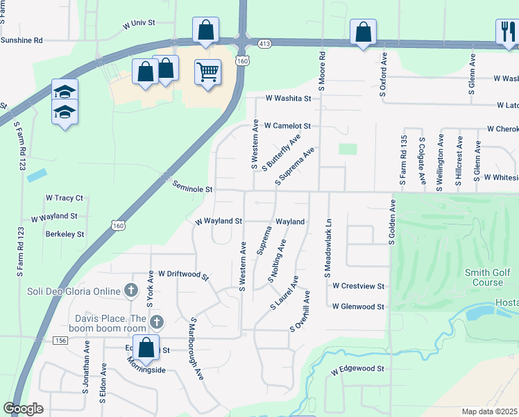 map of restaurants, bars, coffee shops, grocery stores, and more near 3469 West Wayland Street in Springfield