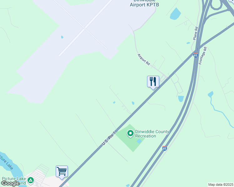 map of restaurants, bars, coffee shops, grocery stores, and more near 23214 Pine Grove Place in Petersburg