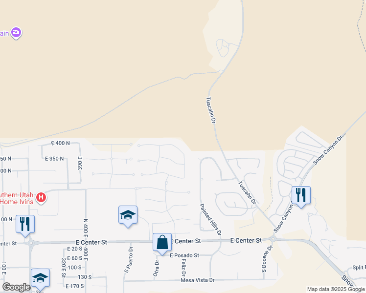 map of restaurants, bars, coffee shops, grocery stores, and more near 362 North Turtle Point Drive in Ivins