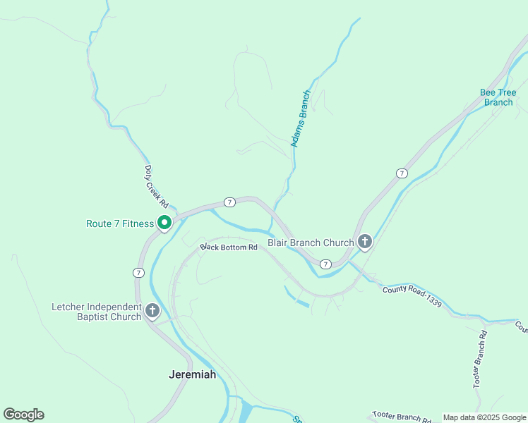 map of restaurants, bars, coffee shops, grocery stores, and more near 1571 Kentucky 7 in Jeremiah