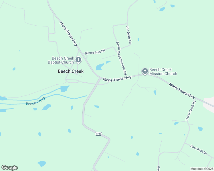 map of restaurants, bars, coffee shops, grocery stores, and more near Merle Travis Highway in Beech Creek