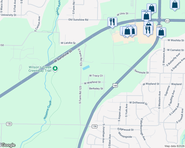map of restaurants, bars, coffee shops, grocery stores, and more near 4005 West Tracy Street in Springfield