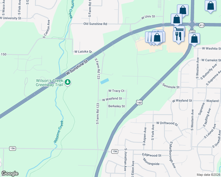 map of restaurants, bars, coffee shops, grocery stores, and more near 4005 West Tracy Street in Springfield