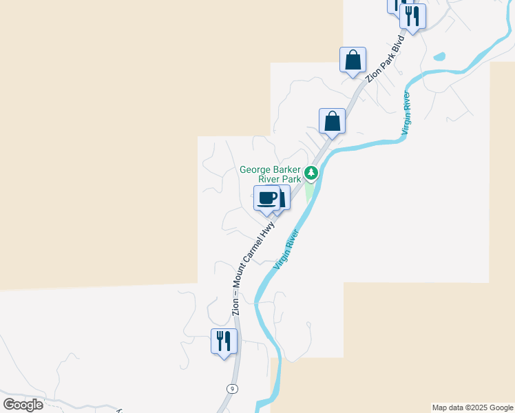 map of restaurants, bars, coffee shops, grocery stores, and more near 111 Chuckwalla Lane in Hurricane