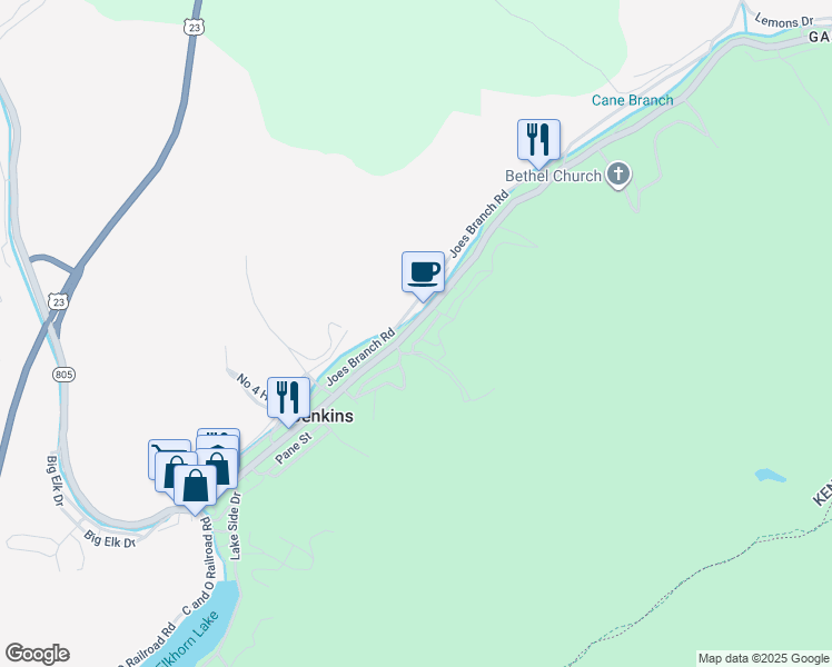 map of restaurants, bars, coffee shops, grocery stores, and more near Highway 805 in Jenkins