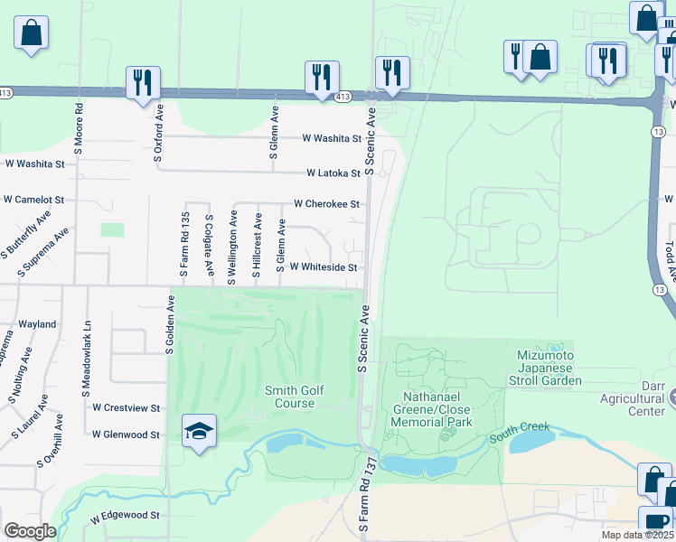 map of restaurants, bars, coffee shops, grocery stores, and more near 2738 West Whiteside Street in Springfield