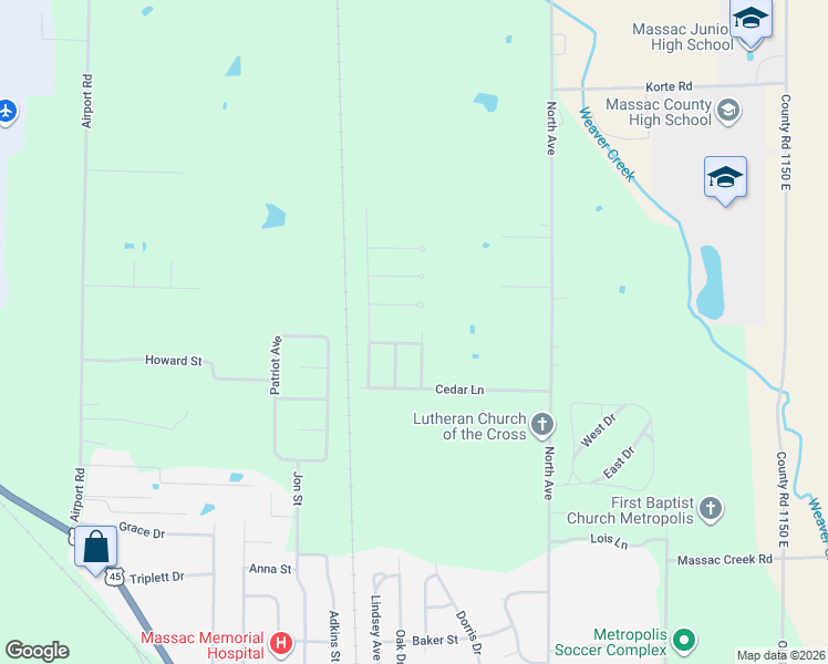 map of restaurants, bars, coffee shops, grocery stores, and more near 1399 White Pine Ln in Metropolis