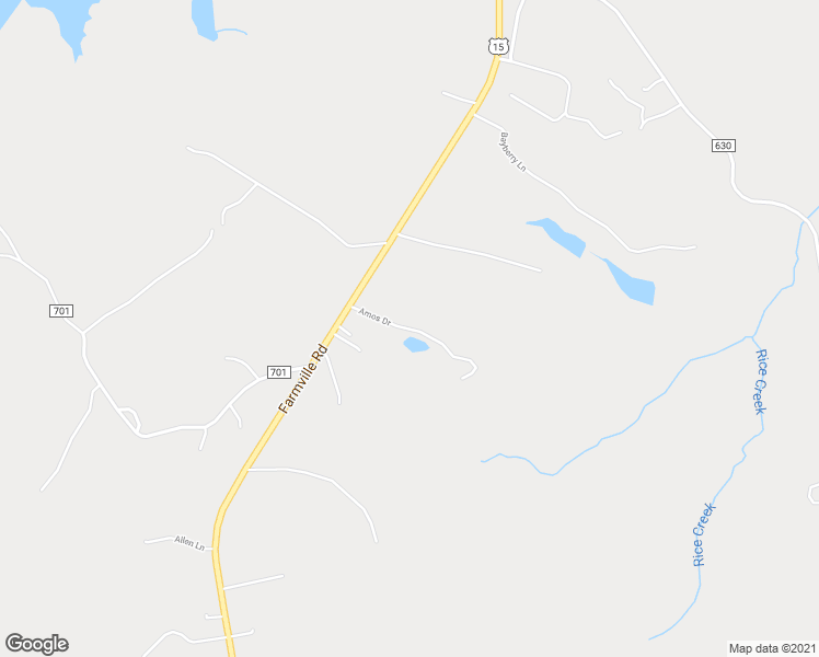 map of restaurants, bars, coffee shops, grocery stores, and more near Farmville Highway in Farmville