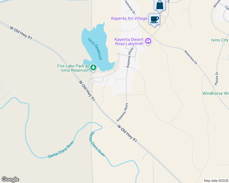 map of restaurants, bars, coffee shops, grocery stores, and more near 1424 Willow Springs Circle in Ivins