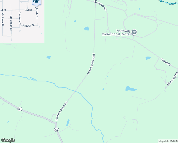 map of restaurants, bars, coffee shops, grocery stores, and more near 1031 Lewiston Plank Road in Burkeville