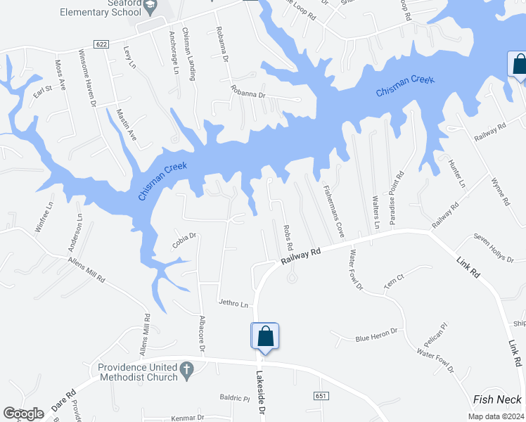 map of restaurants, bars, coffee shops, grocery stores, and more near 303 Robs Road in Yorktown