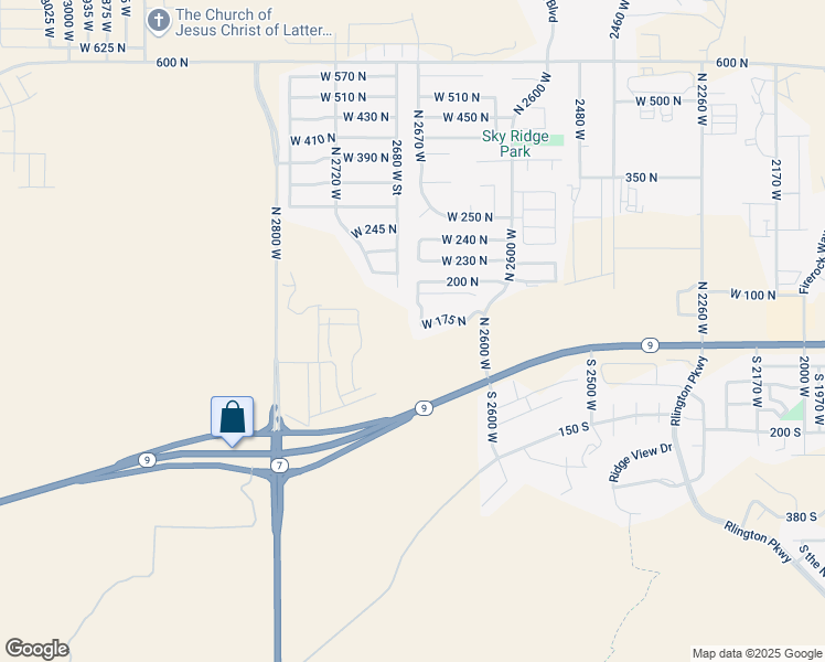 map of restaurants, bars, coffee shops, grocery stores, and more near 189 N 2650 W in Hurricane