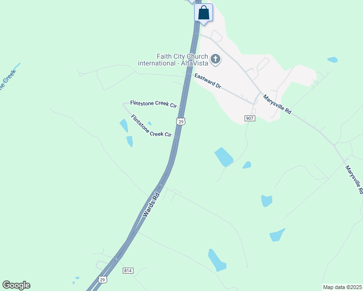 map of restaurants, bars, coffee shops, grocery stores, and more near 3357 Wards Road in Altavista