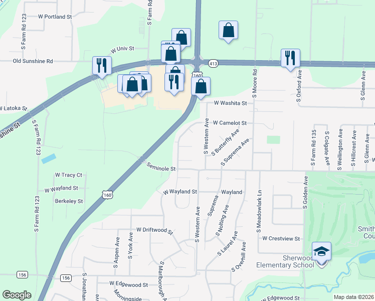 map of restaurants, bars, coffee shops, grocery stores, and more near 2103 South Western Avenue in Springfield