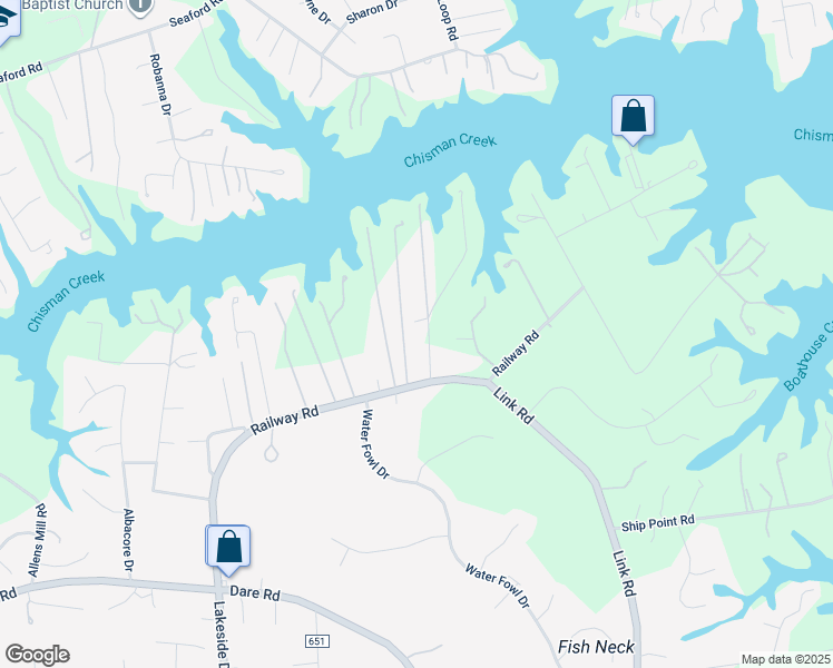 map of restaurants, bars, coffee shops, grocery stores, and more near 107 Paradise Point Road in Yorktown