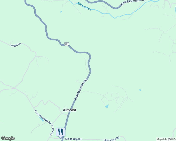 map of restaurants, bars, coffee shops, grocery stores, and more near 9077-9199 Bent Mountain Road in Bent Mountain