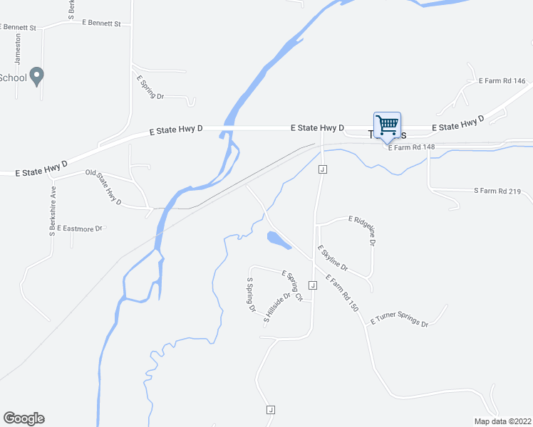 map of restaurants, bars, coffee shops, grocery stores, and more near 6203 East Farm Road 150 in Springfield