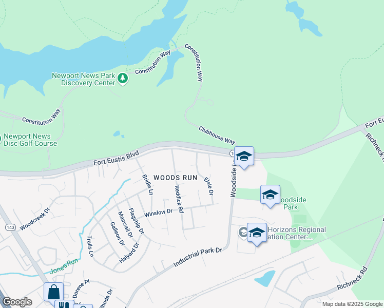 map of restaurants, bars, coffee shops, grocery stores, and more near 818 Old Fort Eustis Boulevard in Newport News