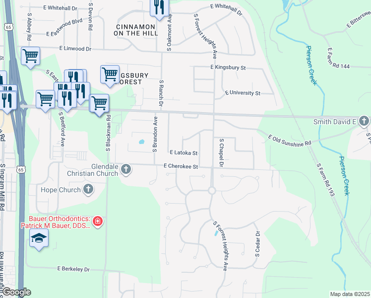 map of restaurants, bars, coffee shops, grocery stores, and more near 4095 E Latoka St in Springfield