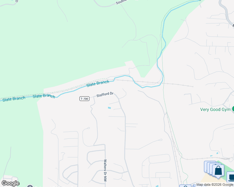 map of restaurants, bars, coffee shops, grocery stores, and more near 1210 Stafford Drive in Christiansburg