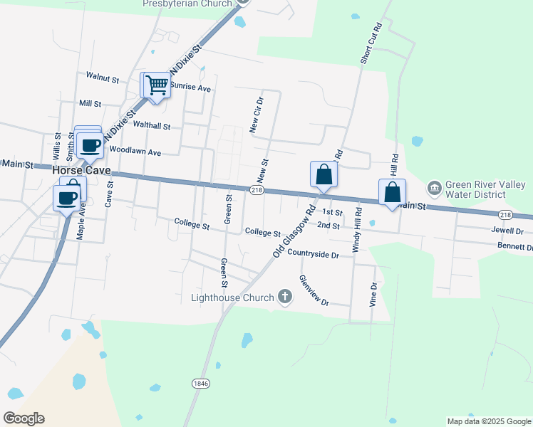 map of restaurants, bars, coffee shops, grocery stores, and more near 170 Fairview Avenue in Horse Cave