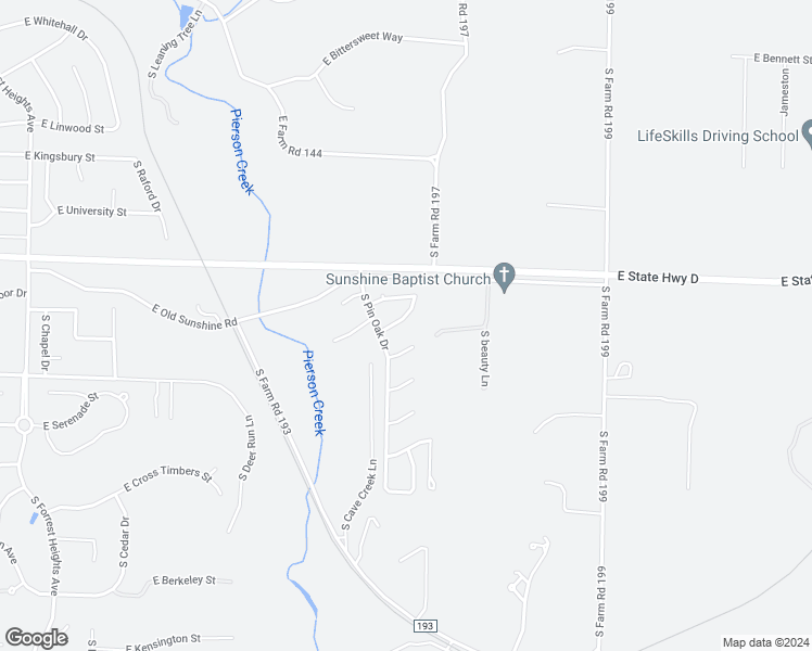 map of restaurants, bars, coffee shops, grocery stores, and more near 4856 East Cherokee Street in Springfield