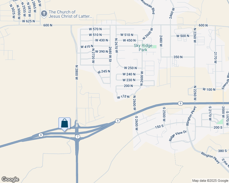 map of restaurants, bars, coffee shops, grocery stores, and more near 189 North 2650 West in Hurricane