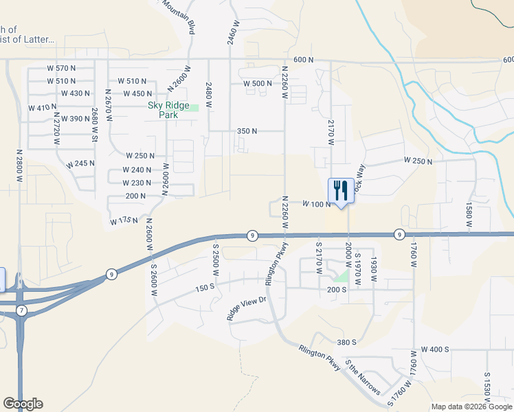 map of restaurants, bars, coffee shops, grocery stores, and more near 75 North 2260 West in Hurricane