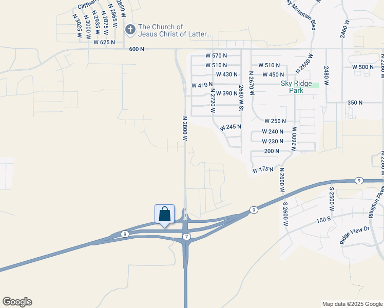 map of restaurants, bars, coffee shops, grocery stores, and more near Sunview Lane in Hurricane