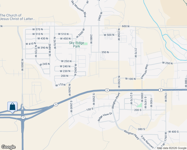 map of restaurants, bars, coffee shops, grocery stores, and more near 228 North 2530 West in Hurricane