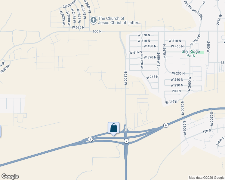 map of restaurants, bars, coffee shops, grocery stores, and more near 2819 West 310 North in Hurricane