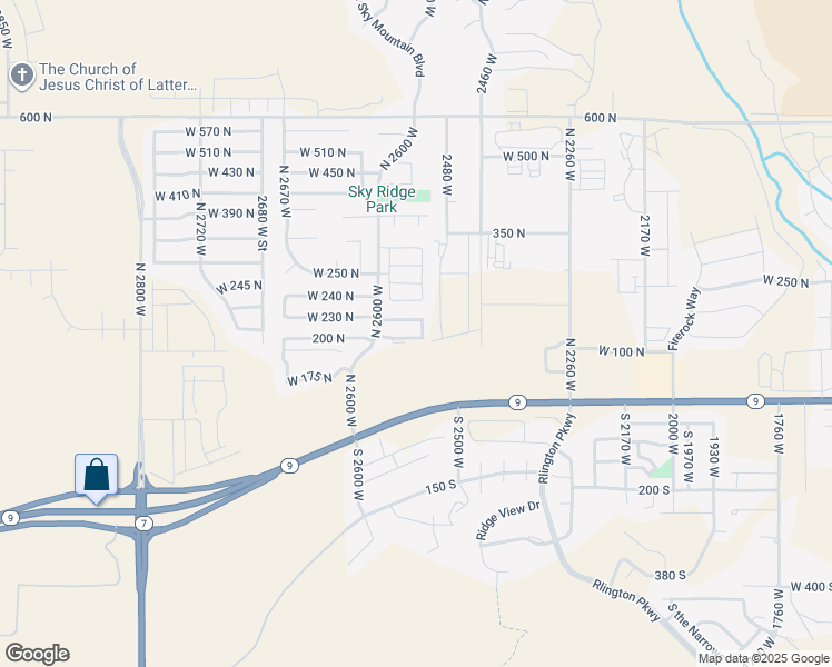 map of restaurants, bars, coffee shops, grocery stores, and more near 2542 West 210 North in Hurricane
