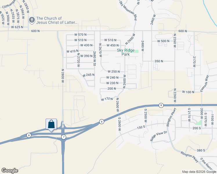 map of restaurants, bars, coffee shops, grocery stores, and more near 2632 West 200 North in Hurricane