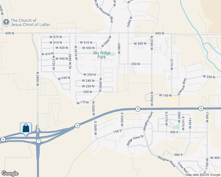 map of restaurants, bars, coffee shops, grocery stores, and more near 2541 West 225 North in Hurricane