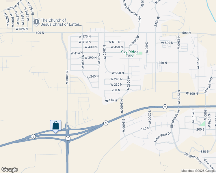map of restaurants, bars, coffee shops, grocery stores, and more near 2659 West 230 North in Hurricane